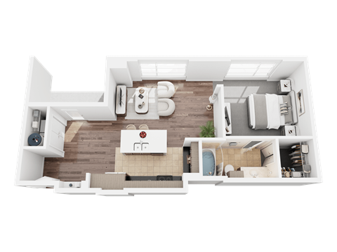 Floor plan for 1 bed, 1 bath, 792 sqft